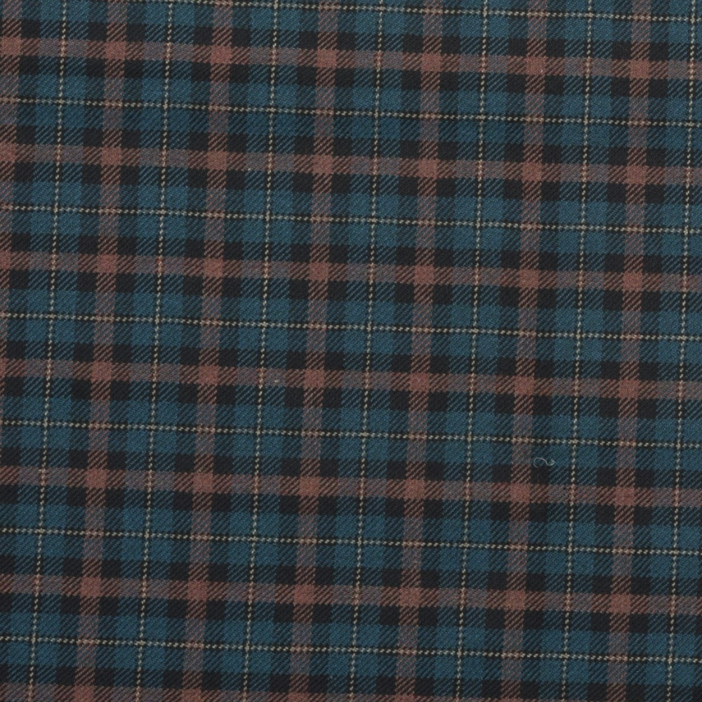 Wool Blazer Fabric (2 Meter)-Blue Black Checks-90632