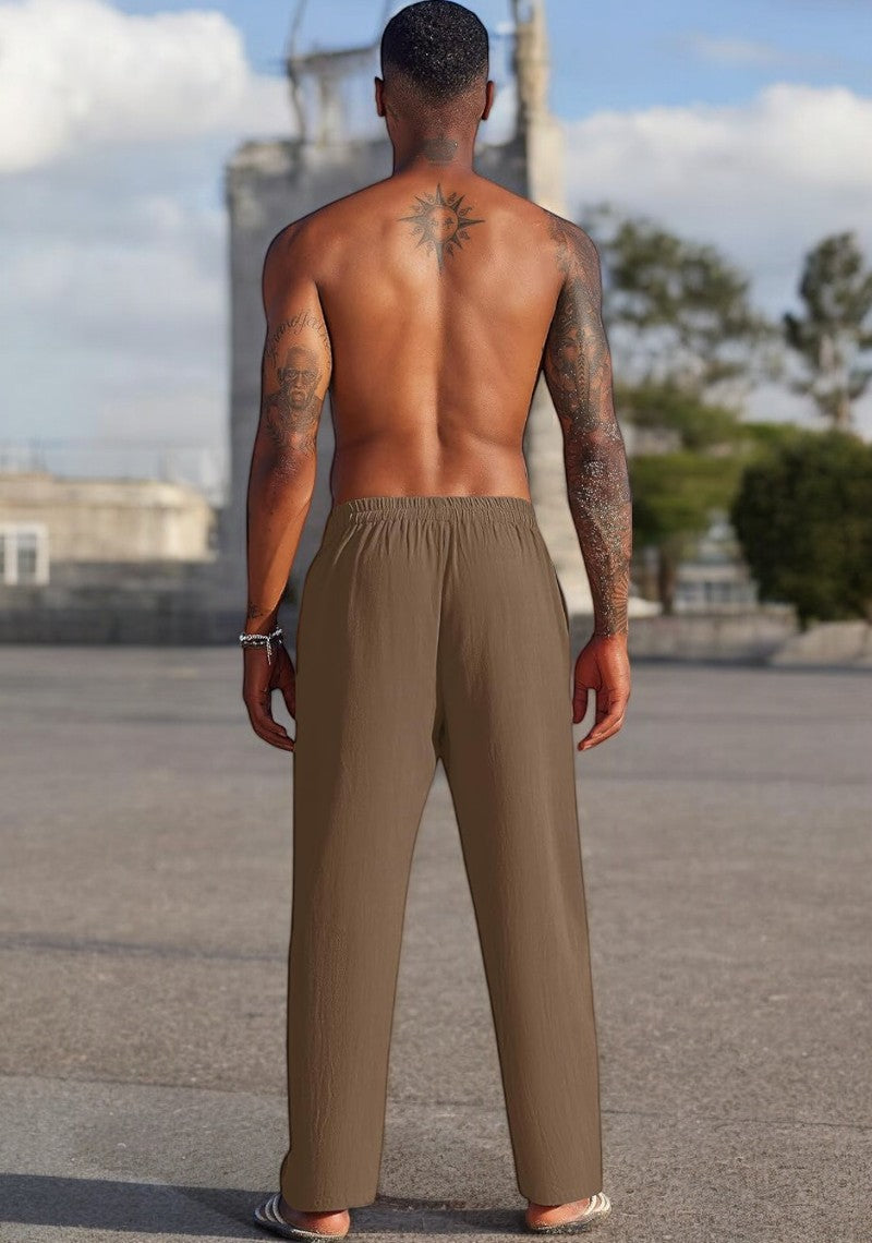 Brown Linen Loose Fit Men Pant-49500