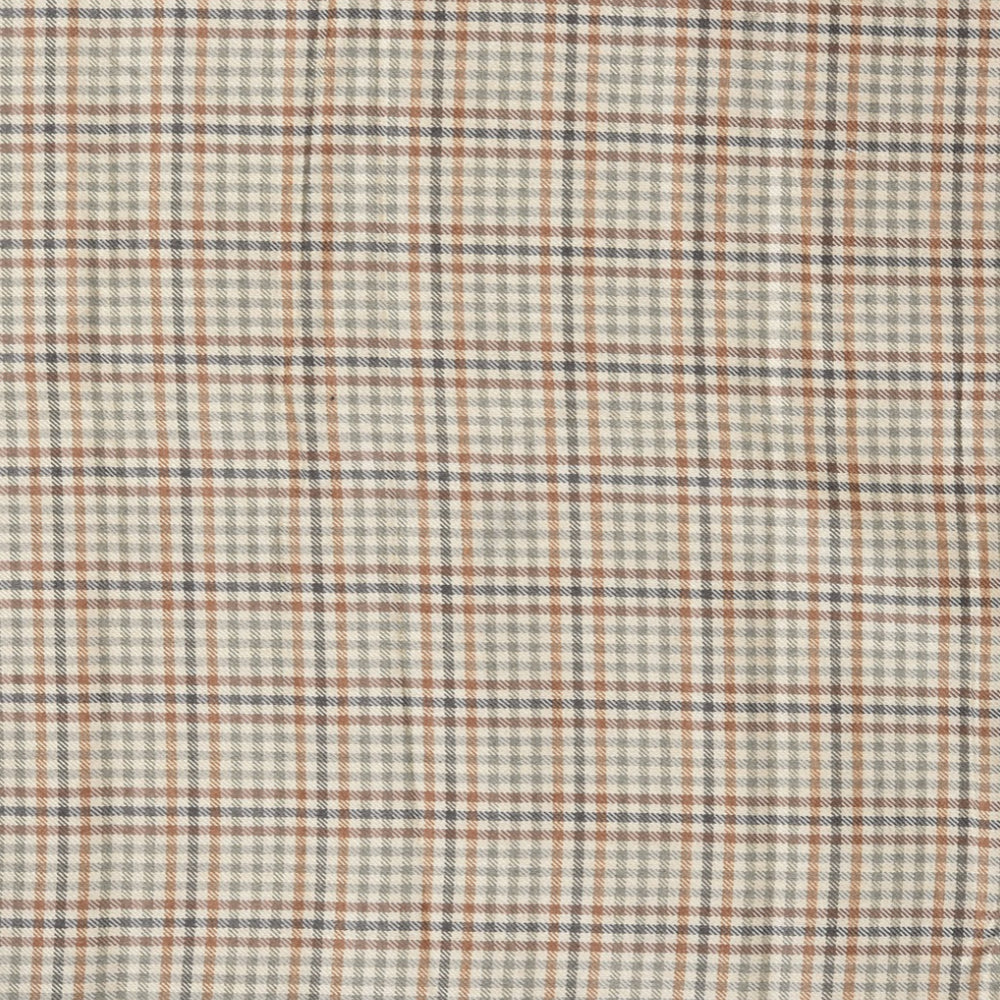 Beige Brown Checks (2 Meter) Tweed Wool Fabric-90765