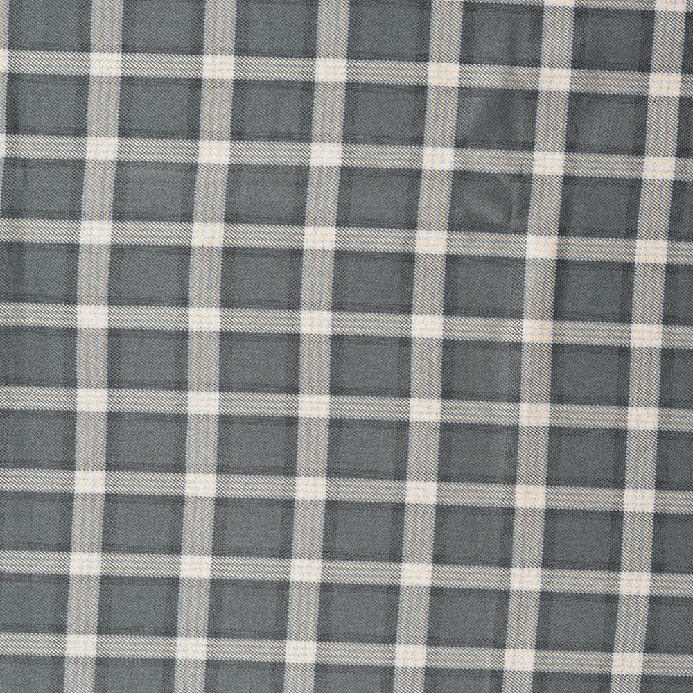 Gray Beige Checks (2 Meter) Tweed Wool Fabric-90767