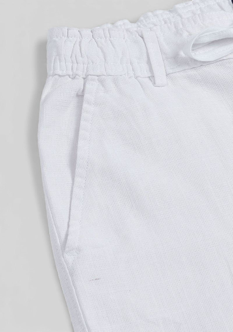 White Premium Linen Relaxed Fit Loose Fit Men Trouser-50470