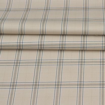 Wool Blazer Fabric (2 Meter)-Beige Black Checks-90628