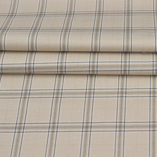 Wool Blazer Fabric (2 Meter)-Beige Black Checks-90628