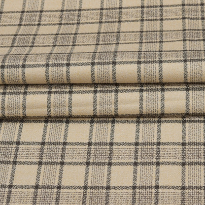 Wool Blazer Fabric (2 Meter)-Beige Black Checks-90643