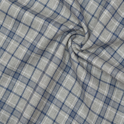 Wool Blazer Fabric (2 Meter)-Beige Blue Checks-90647