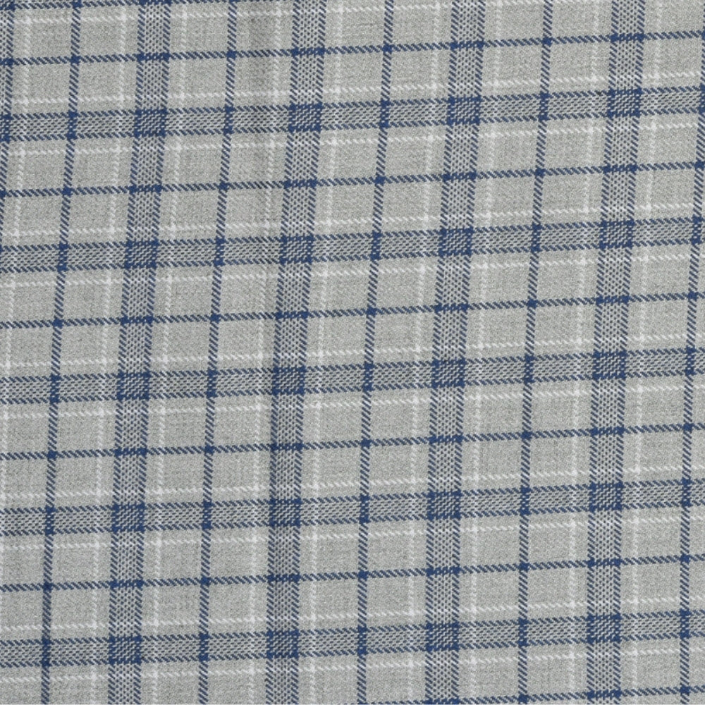 Wool Blazer Fabric (2 Meter)-Beige Blue Checks-90647