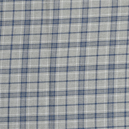 Wool Blazer Fabric (2 Meter)-Beige Blue Checks-90647