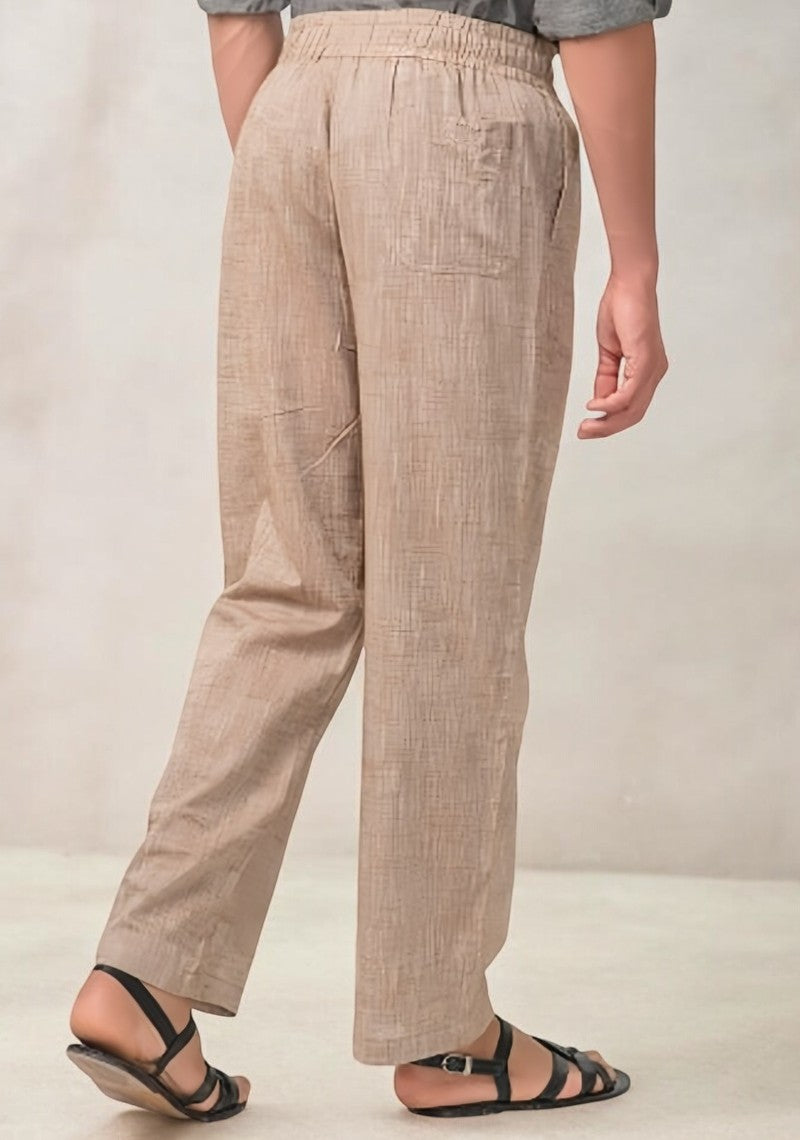 Beige Handloom Cotton Casual Men Pant-49098