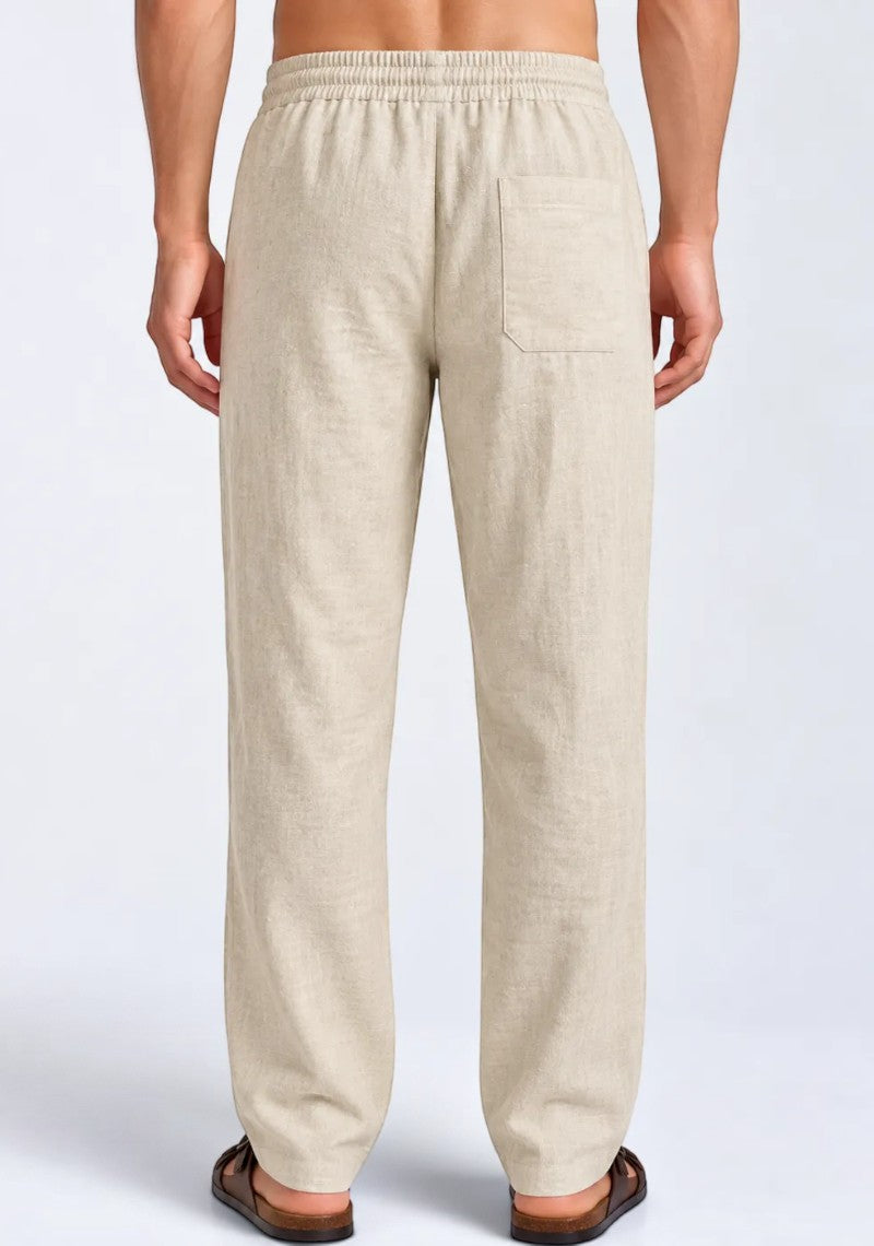 Beige Linen Loose Fit Men Pant-51903