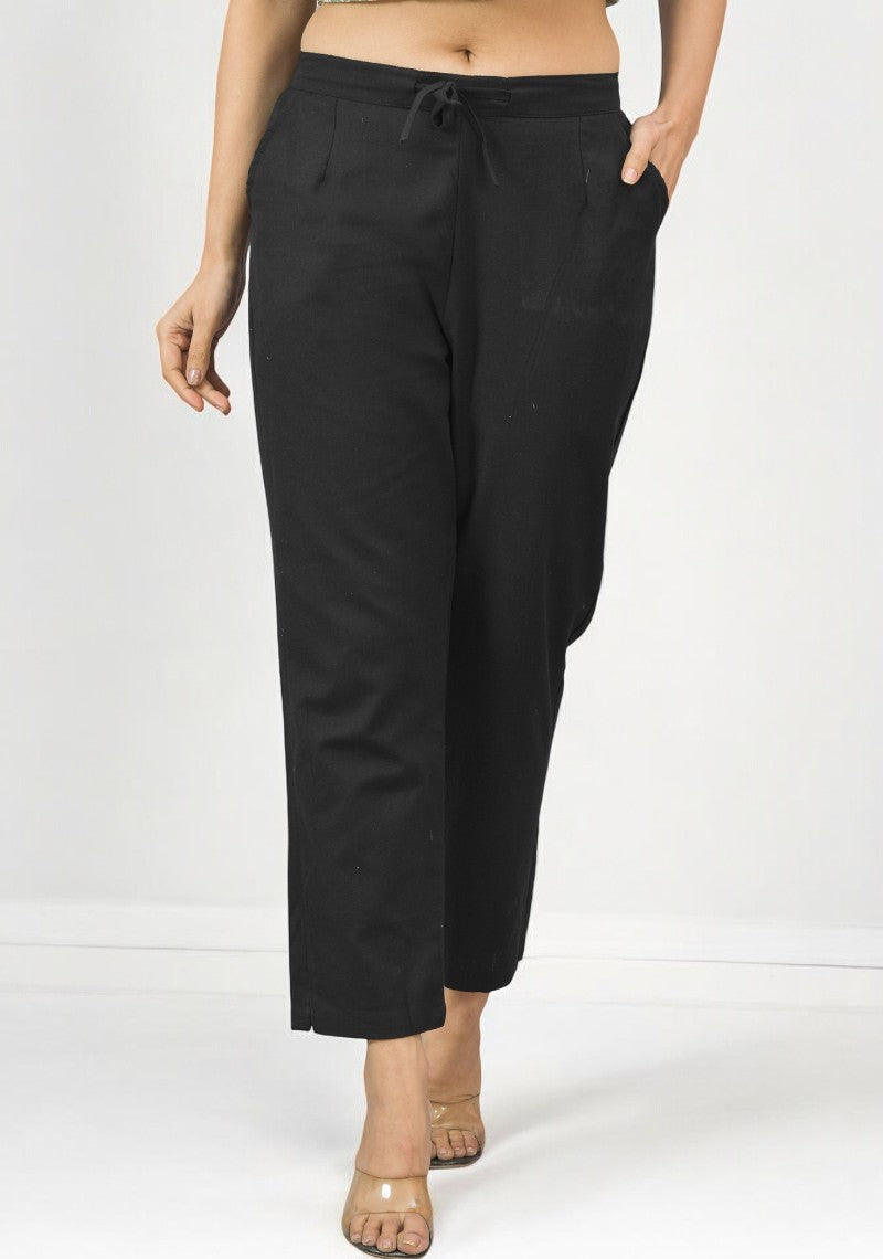 Black Cotton Pant-49190