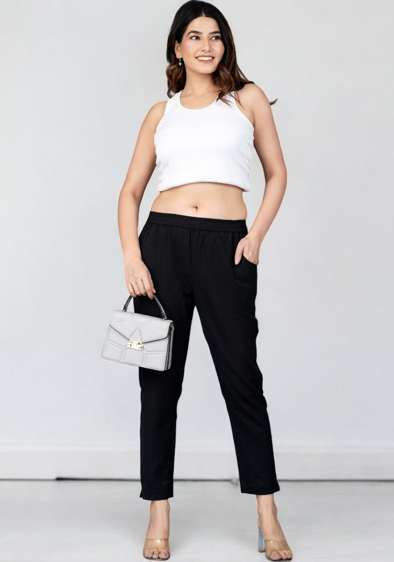 Black Cotton Pant-49202