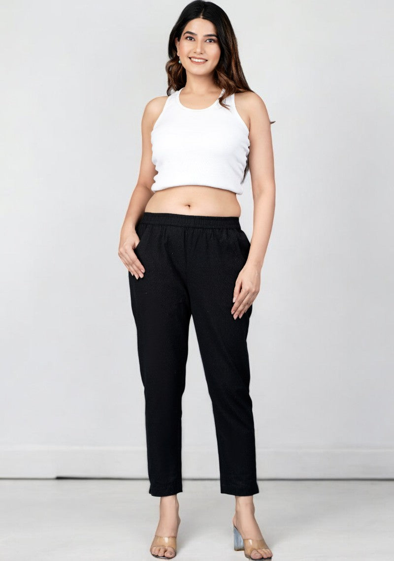 Black Cotton Pant-49202