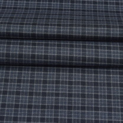 Wool Blazer Fabric (2 Meter)-Black Gray Checks-90629