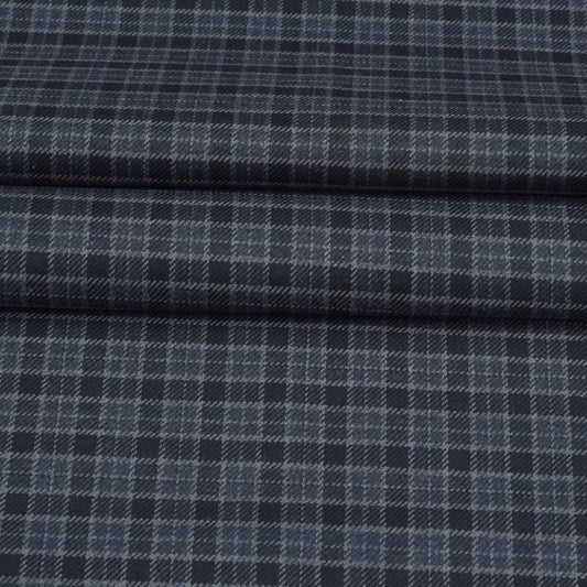 Wool Blazer Fabric (2 Meter)-Black Gray Checks-90629