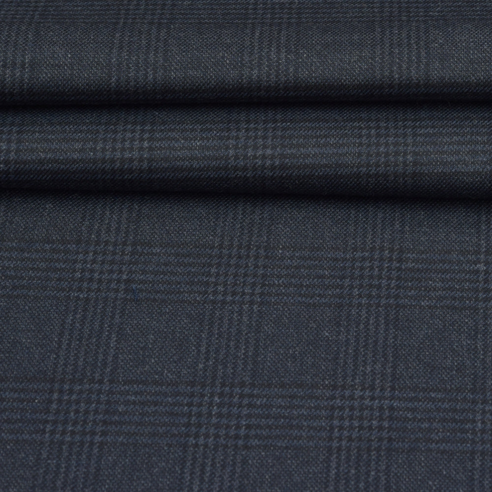 Wool Blazer Fabric (2 Meter)-Black Gray Checks-90639