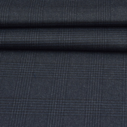 Wool Blazer Fabric (2 Meter)-Black Gray Checks-90639