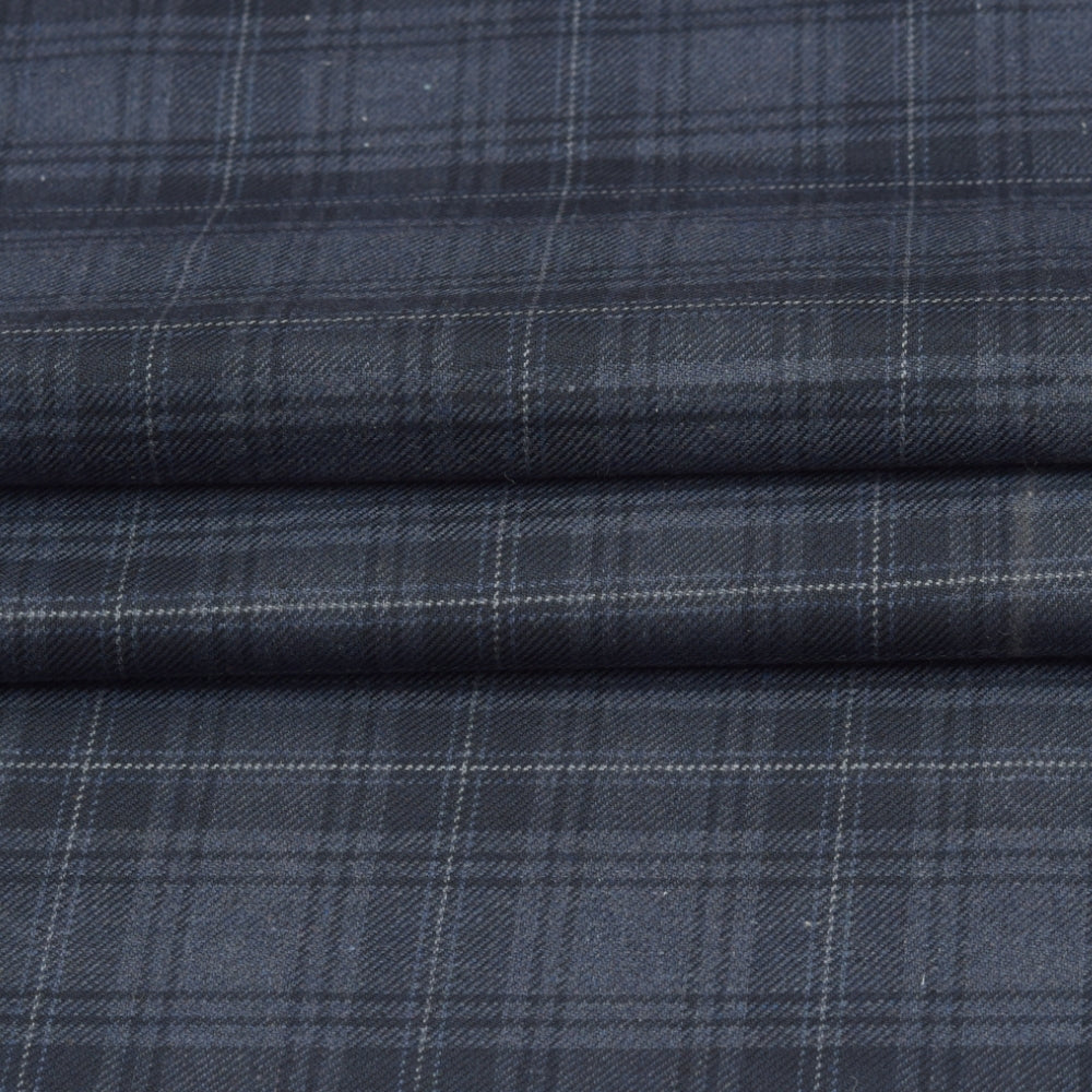 Wool Blazer Fabric (2 Meter)-Black Gray Checks-90652