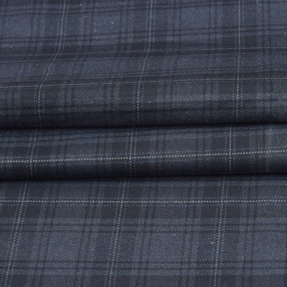 Wool Blazer Fabric (2 Meter)-Black Gray Checks-90652