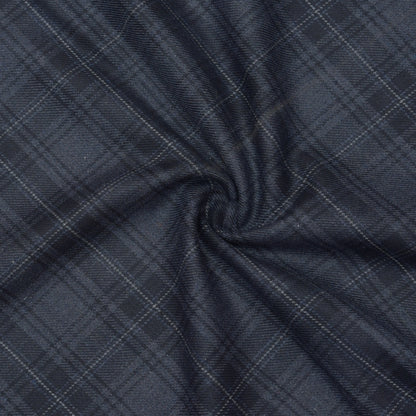 Wool Blazer Fabric (2 Meter)-Black Gray Checks-90652