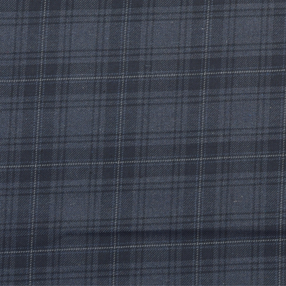 Wool Blazer Fabric (2 Meter)-Black Gray Checks-90652