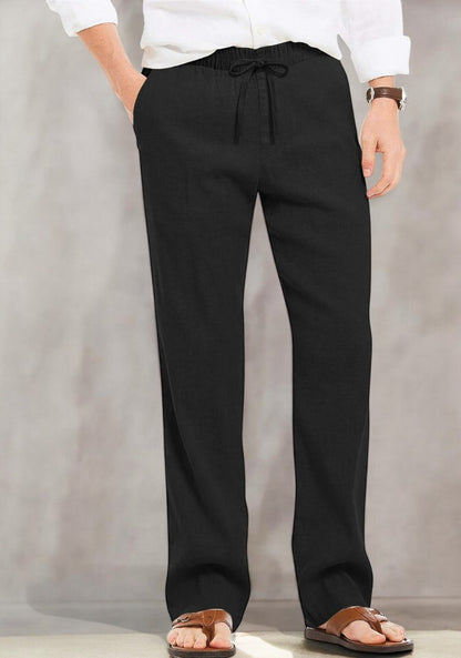 mens black linen dress pants The Mykonos - Vacation Black / 30 Get ready to go out Tailored Fit Black Linen Dress