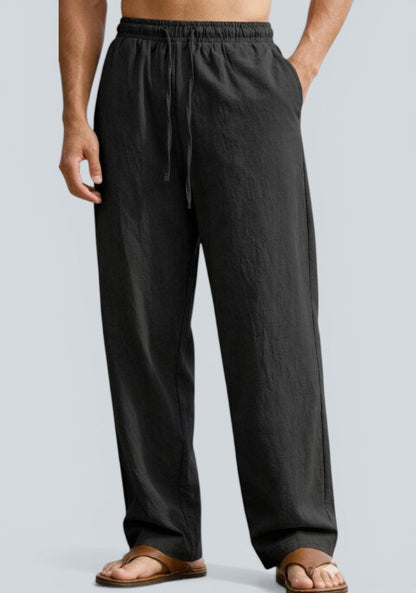 Black Premium Linen Relaxed Fit Loose Fit Men Pant-50874
