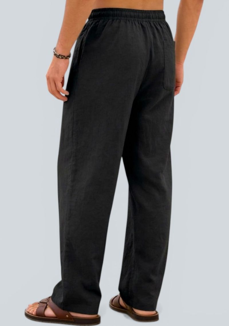 Black Premium Linen Relaxed Fit Loose Fit Men Pant-50874