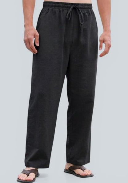 Black Premium Linen Relaxed Fit Loose Fit Men Pant-50874