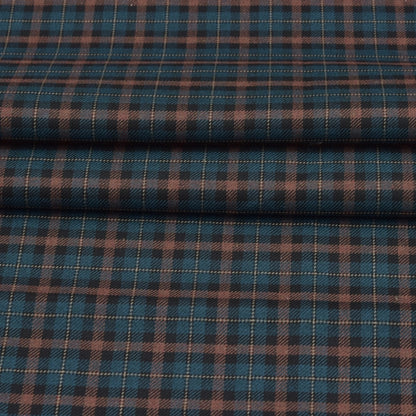 Wool Blazer Fabric (2 Meter)-Blue Black Checks-90632