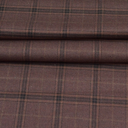 Wool Blazer Fabric (2 Meter)-Brown Black Checks-90631