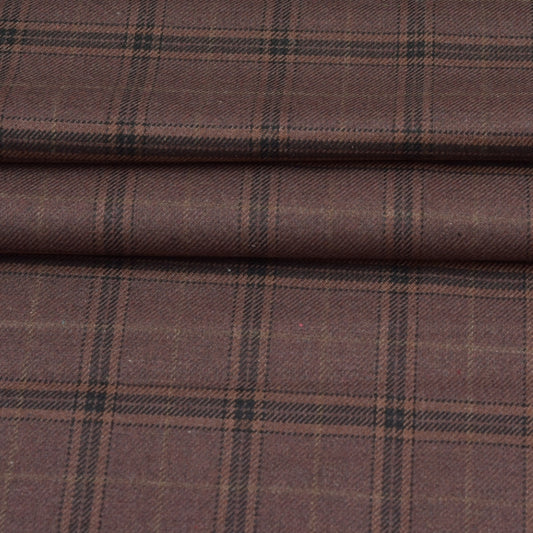 Wool Blazer Fabric (2 Meter)-Brown Black Checks-90631