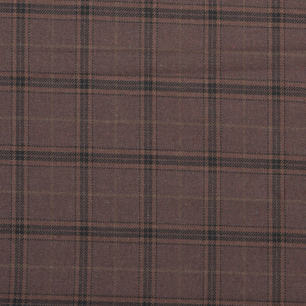 Wool Blazer Fabric (2 Meter)-Brown Black Checks-90631