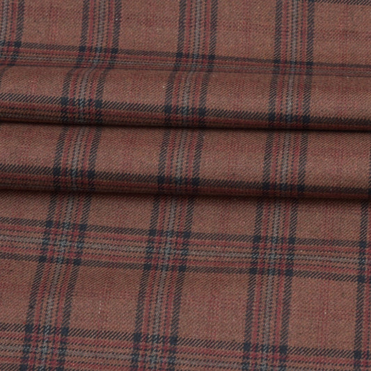 Wool Blazer Fabric (2 Meter)-Brown Black Checks-90637