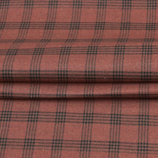 Wool Blazer Fabric (2 Meter)-Brown Black Checks-90651