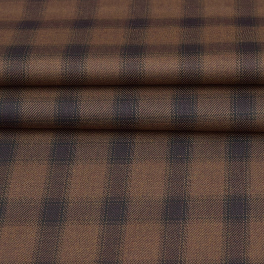 Wool Blazer Fabric (2 Meter)-Brown Black Checks-90653