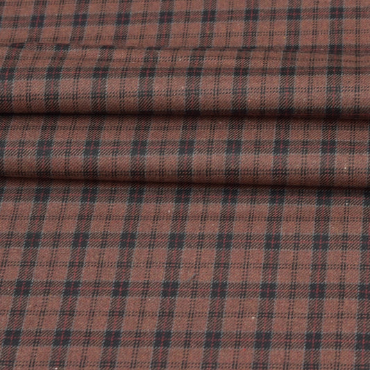 Wool Blazer Fabric (2 Meter)-Brown Black Checks-90659