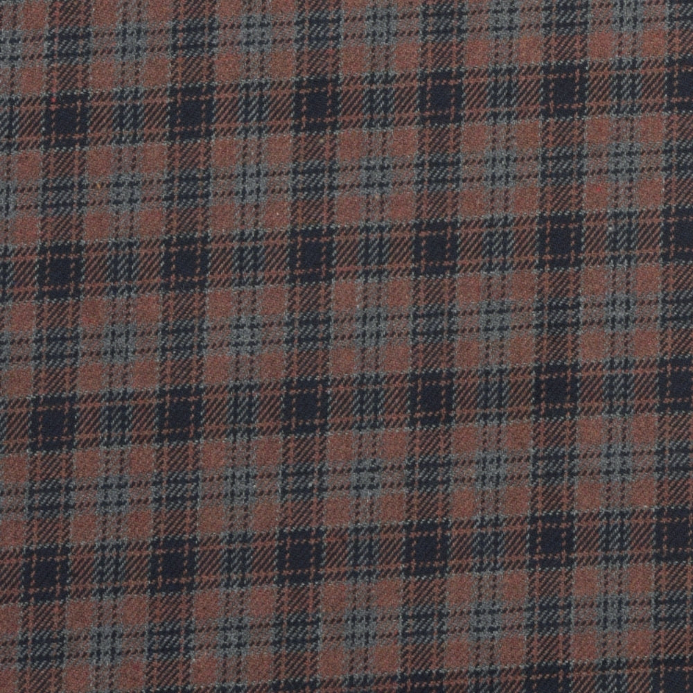 Wool Blazer Fabric (2 Meter)-Brown Black and Gray Checks-90634