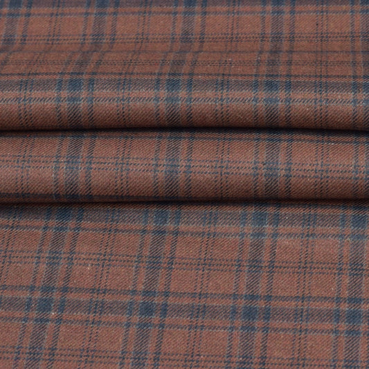 Wool Blazer Fabric (2 Meter)-Brown Blue Checks-90661