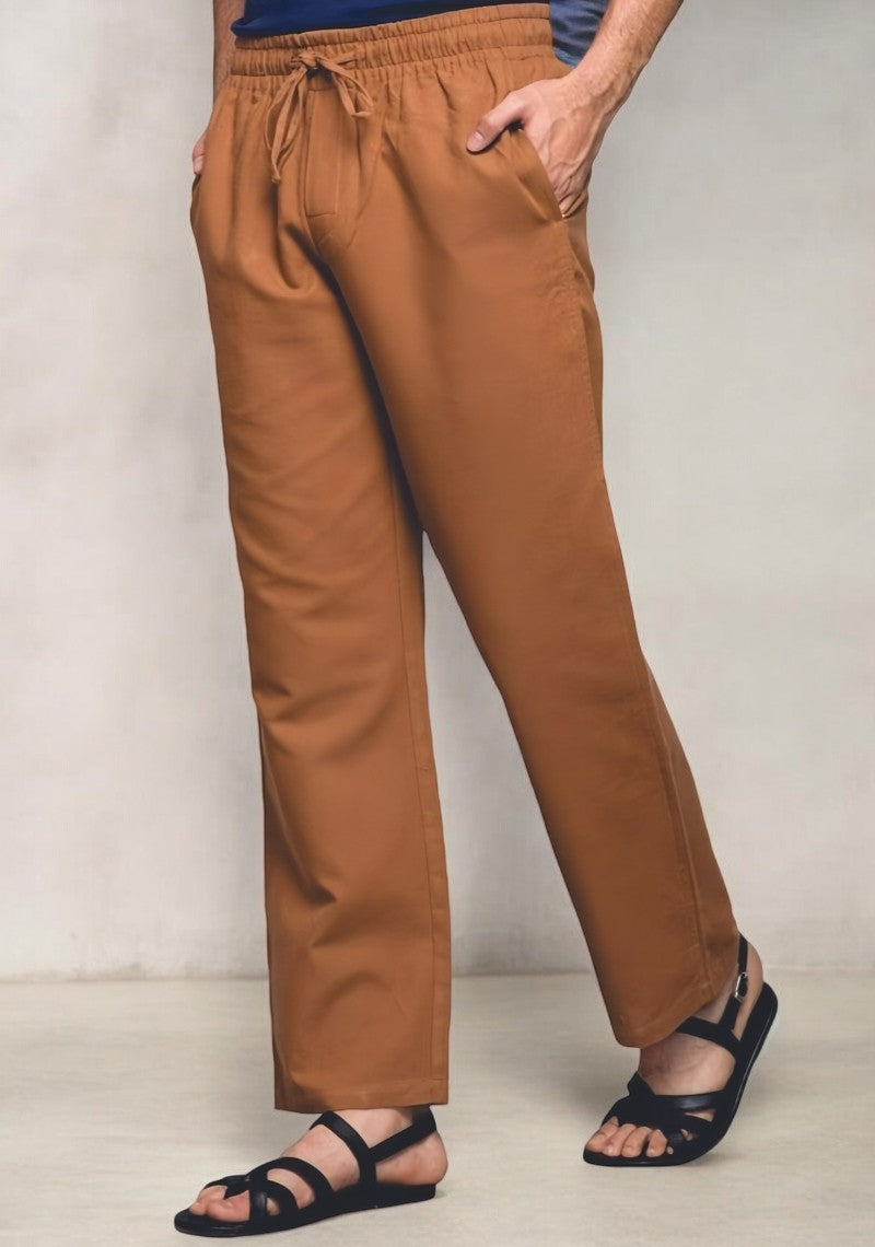 Brown Cotton Casual Men Pant-49093