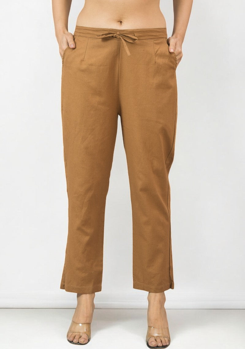 Brown Cotton Pant-49182