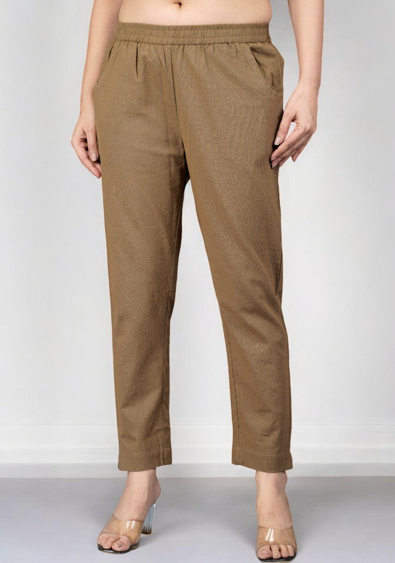 Brown Cotton Pant-49192