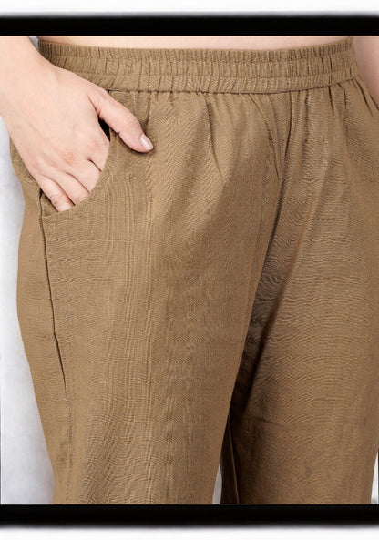 Brown Cotton Pant-49192