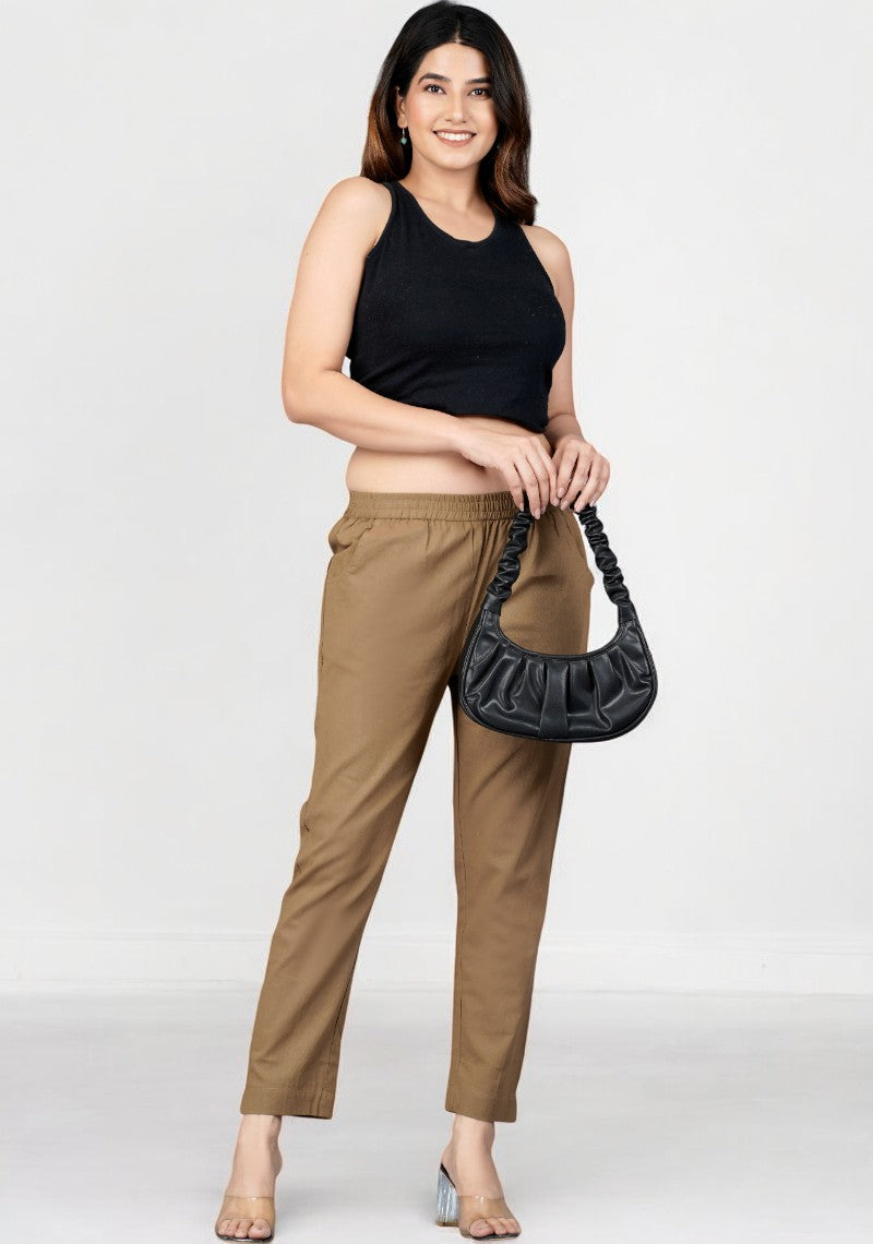 Brown Cotton Pant-49192