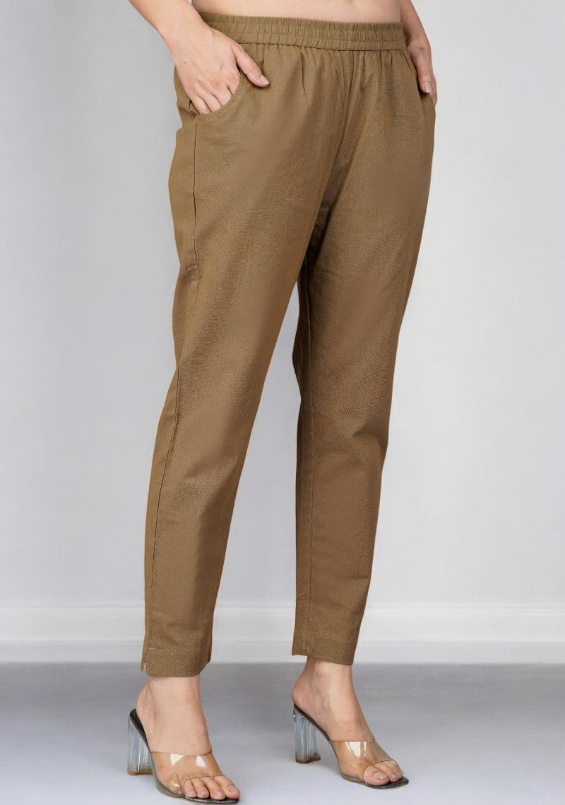 Brown Cotton Pant-49192