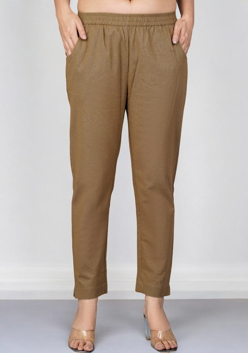 Brown Cotton Pant-49192