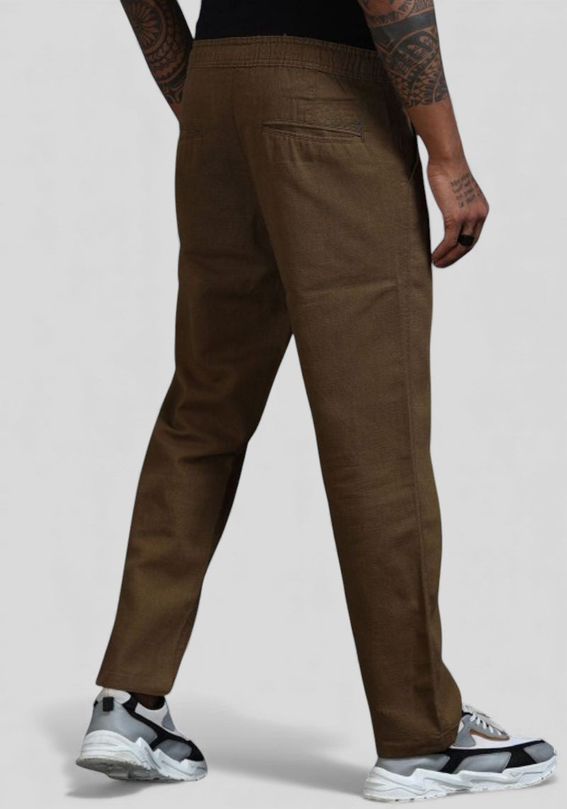 Brown Premium Linen Relaxed Fit Loose Fit Men Trouser-50474