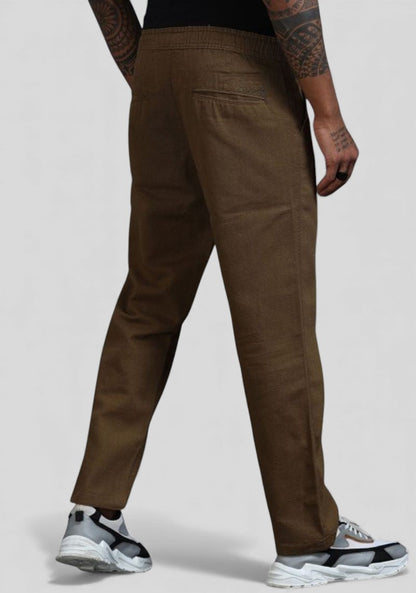 Brown Premium Linen Relaxed Fit Loose Fit Men Trouser-50474