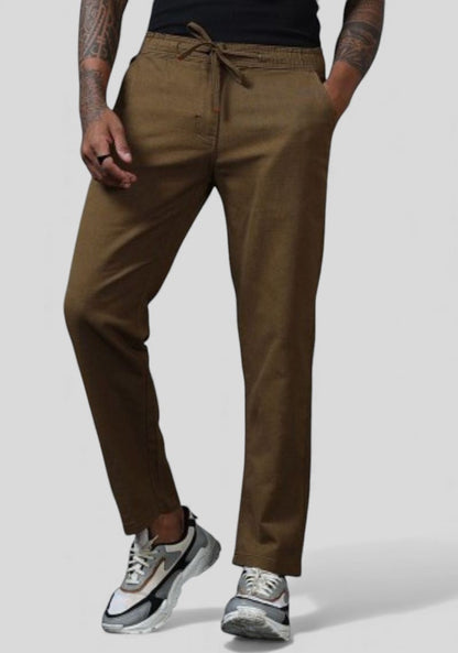 Brown Premium Linen Relaxed Fit Loose Fit Men Trouser-50474