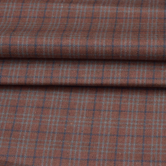 Wool Blazer Fabric (2 Meter)-Brown White Checks-90635