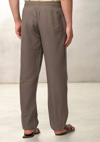 Coffee Brown Cotton Casual Men Pant-49095